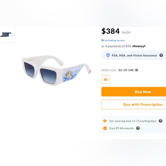 LANVIN RECTANGULAR FASHION FORWARD SUNGLASSES WITH WOVEN FABRIC ARMS,M&D IN GOLD - Picture 7 of 16